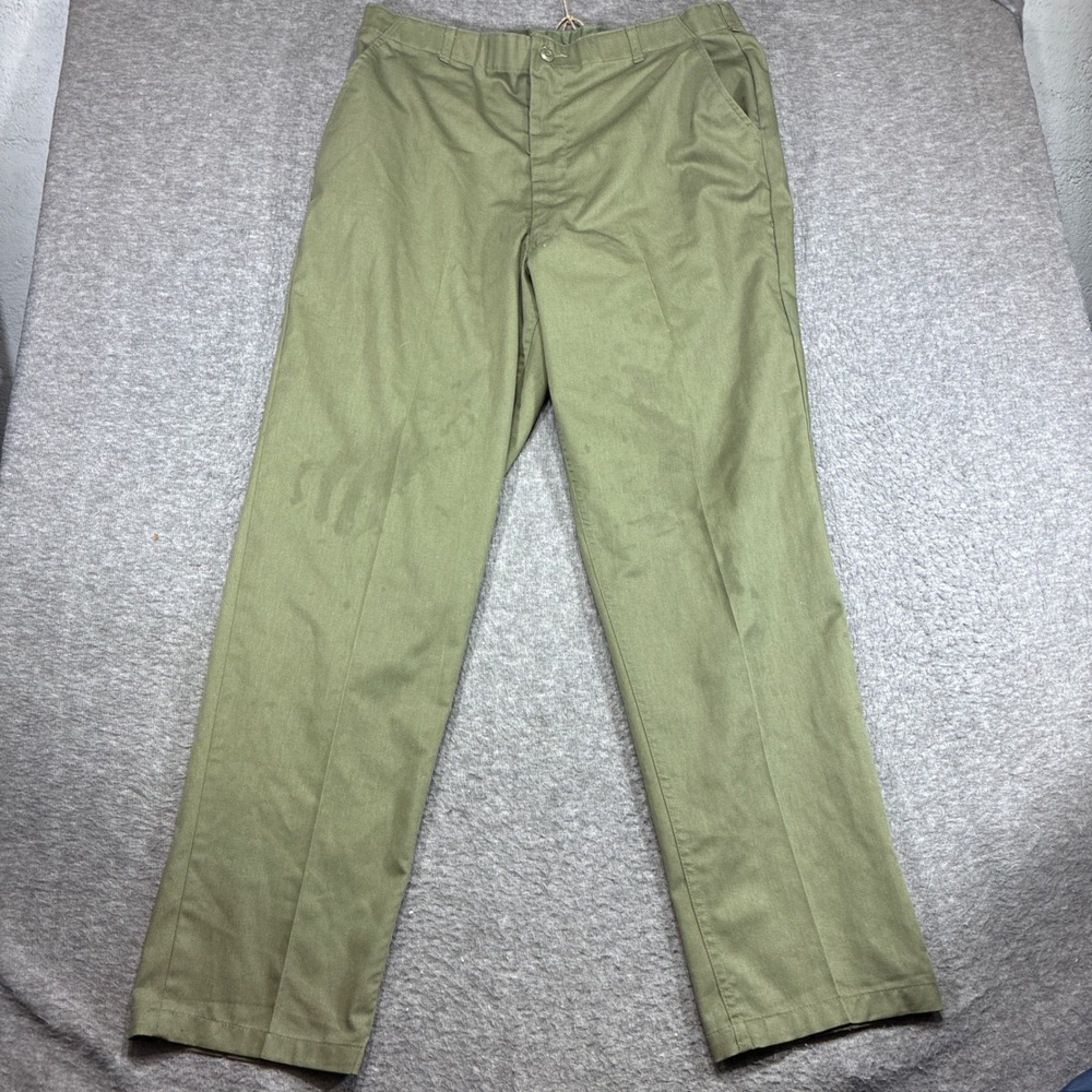 Military‎ Trousers Utility Durable Press OG-507 Mens 36x28 Green Vintage Stains